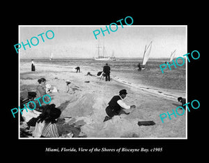 OLD LARGE HISTORIC PHOTO MIAMI FLORIDA, VIEW OF BISCAYNE BAY c1905