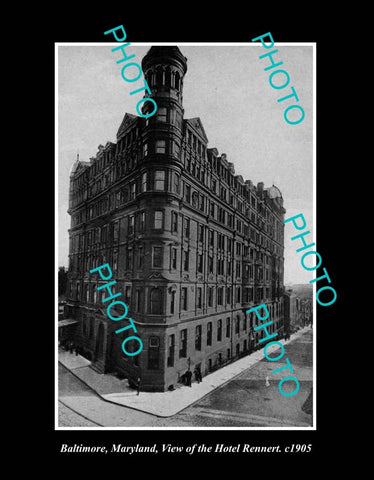 OLD LARGE HISTORIC PHOTO BALTIMORE MARYLAND, THE HOTEL RENNERT c1905