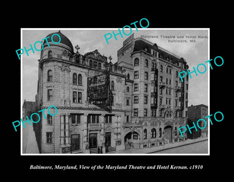 OLD LARGE HISTORIC PHOTO BALTIMORE MARYLAND, THE MARYLAND THEATER c1910