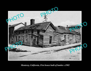 OLD LARGE HISTORIC PHOTO MONTEREY CALIFORNIA, VIEW OF THE FIRST HOUSE c1902