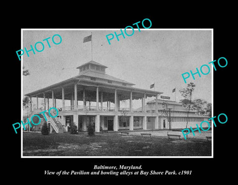 OLD LARGE HISTORIC PHOTO BALTIMORE MARYLAND, THE BAY SHORE PARK c1901