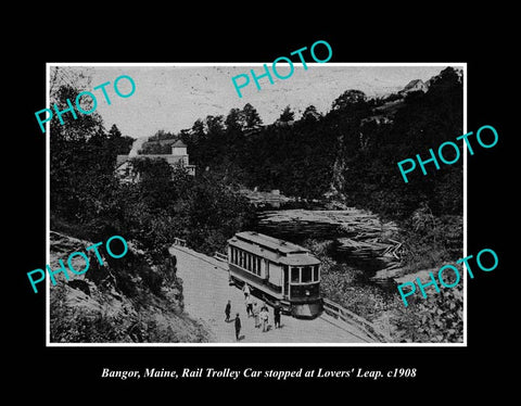 OLD LARGE HISTORIC PHOTO BANGOR MAINE, THE LOVERS LEAP RAILWAY c1908