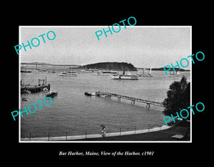 OLD LARGE HISTORIC PHOTO BAR HARBOR MAINE, VIEW OF THE HARBOR c1901