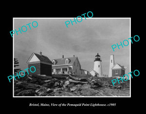 OLD LARGE HISTORIC PHOTO BRISTOL MAINE, THE PEMAQUID LIGHTHOUSE c1905