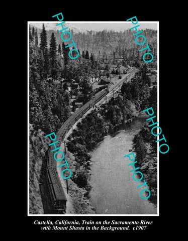 OLD LARGE HISTORIC PHOTO CASTELLA CALIFORNIA, THE MOUNT SHASTA RAILWAY c1907