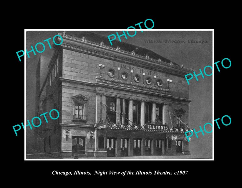 OLD LARGE HISTORIC PHOTO CHICAGO ILLINOIS, THE ILLINOIS THEATER c1907