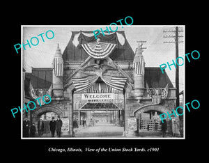 OLD LARGE HISTORIC PHOTO CHICAGO ILLINOIS, VIEW OF THE UNION STOCK YARDS c1901