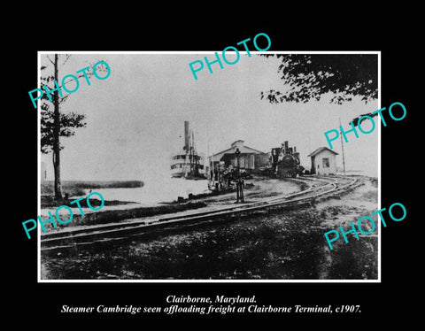 OLD LARGE HISTORIC PHOTO CLAIRBORNE MARYLAND, THE RAILWAY TERMINAL c1907