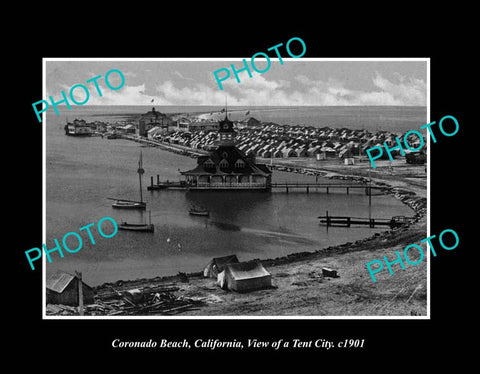 OLD LARGE HISTORIC PHOTO CORONADO BEACH CALIFORNIA, VIEW OF THE TENT CITY c1901