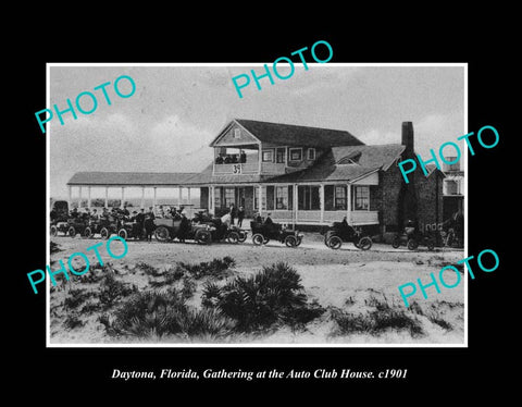 OLD LARGE HISTORIC PHOTO DAYTONA FLORIDA, VIEW OF THE AUTO CLUB HOUSE c1901