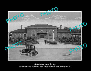 OLD LARGE HISTORIC PHOTO MORRISTOWN NEW JERSEY, THE DL&W RAILROAD STATION 1915