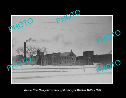 OLD LARGE HISTORIC PHOTO DOVER NEW HAMPSHIRE, THE SAWYER WOOL MILLS c1901