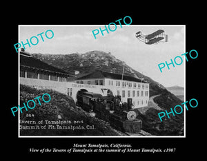 OLD LARGE HISTORIC PHOTO MOUNT TAMALPAIS CALIFORNIA, VIEW OF SUMMIT TAVERN c1907