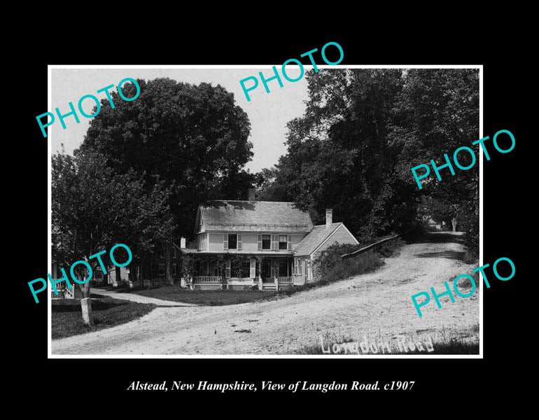 OLD LARGE HISTORIC PHOTO ALSTEAD NEW HAMPSHIRE, VIEW OF LANGDON ROAD c1907