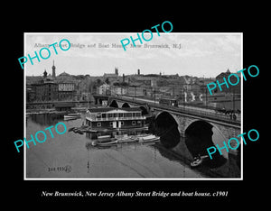 OLD LARGE HISTORIC PHOTO NEW BRUNSWICK NEW JERSEY, THE ALBANY ST BRIDGE c1901