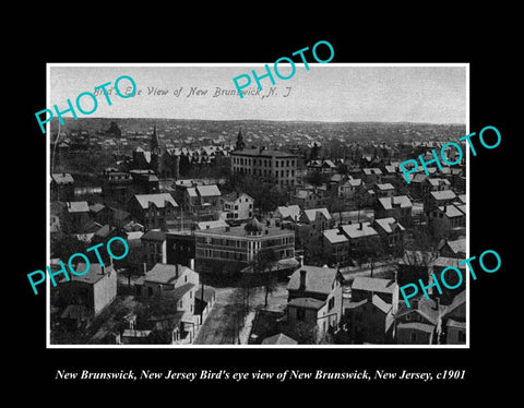 OLD LARGE HISTORIC PHOTO NEW BRUNSWICK NEW JERSEY, DISTRICT AERIAL VIEW c1901