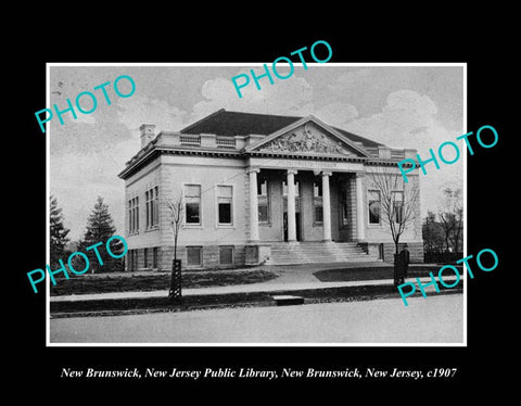 OLD LARGE HISTORIC PHOTO NEW BRUNSWICK NEW JERSEY, THE PUBLIC LIBRARY c1907