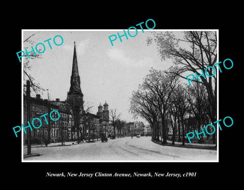 OLD LARGE HISTORIC PHOTO NEWARK NEW JERSEY, VIEW OF CLINTON AVENUE c1901