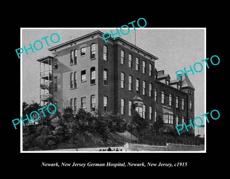 OLD LARGE HISTORIC PHOTO NEWARK NEW JERSEY, VIEW OF GERMAN HOSPITAL c1915