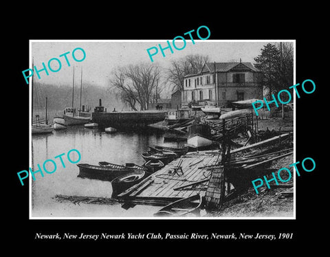 OLD LARGE HISTORIC PHOTO NEWARK NEW JERSEY, VIEW OF YACHT CLUB c1901