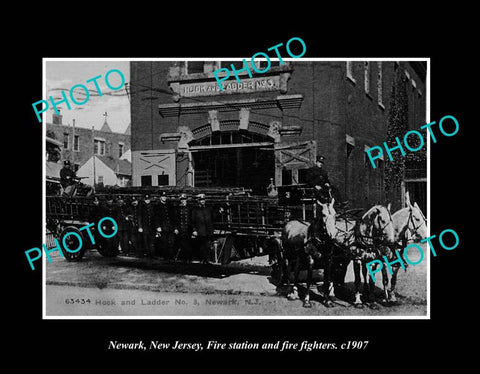 OLD LARGE HISTORIC PHOTO NEWARK NEW JERSEY, THE No 3 FIRE STATION 1907