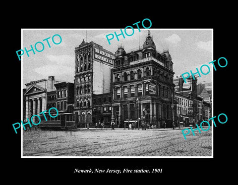 OLD LARGE HISTORIC PHOTO NEWARK NEW JERSEY, VIEW OF THE FIRE STATION c1901