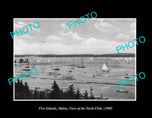 OLD LARGE HISTORIC PHOTO FIVE ISLANDS MAINE, VIEW OF THE YACHT CLUB c1905