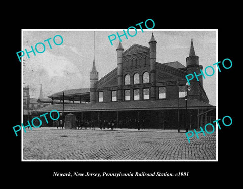 OLD LARGE HISTORIC PHOTO NEWARK NEW JERSEY, THE PRR RAILROAD STATION c1901