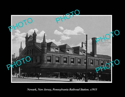 OLD LARGE HISTORIC PHOTO NEWARK NEW JERSEY, THE PRR RAILROAD STATION c1915