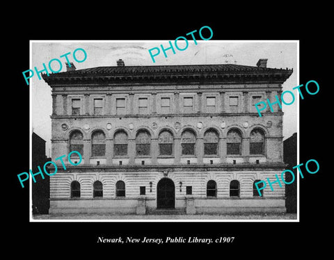 OLD LARGE HISTORIC PHOTO NEWARK NEW JERSEY, THE PUBLIC LIBRARY BUILDING c1907