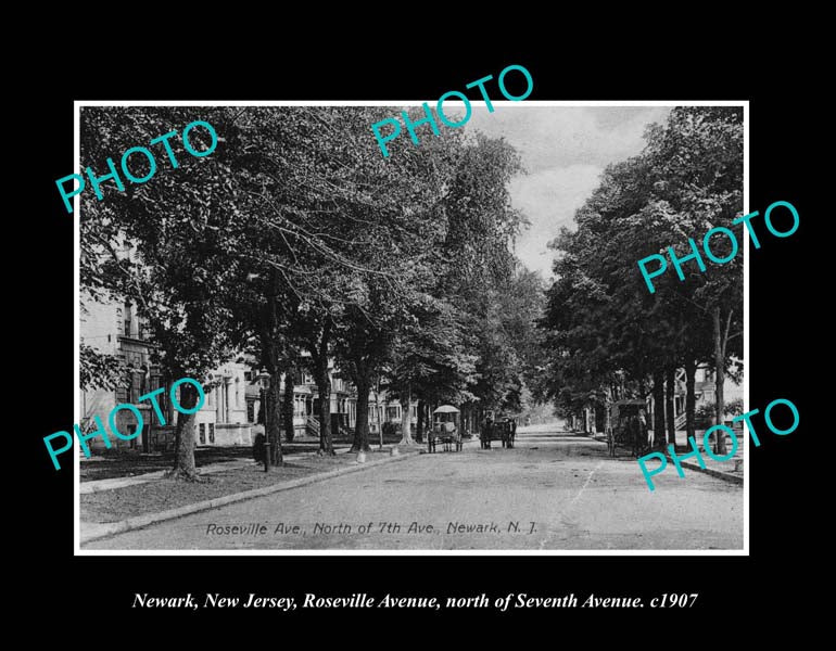 OLD LARGE HISTORIC PHOTO NEWARK NEW JERSEY, VIEW OF ROSEVILLE AVE c1907