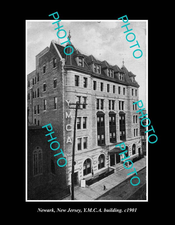 OLD LARGE HISTORIC PHOTO NEWARK NEW JERSEY, THE YMCA BUILDING c1901