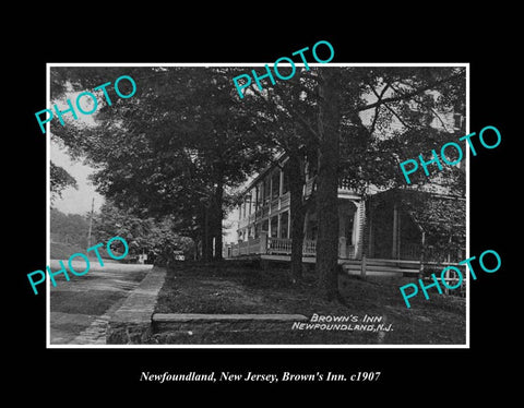 OLD LARGE HISTORIC PHOTO NEWFOUNDLAND NEW JERSEY, THE BROWNS INN c1907