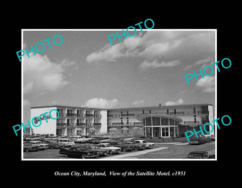 OLD LARGE HISTORIC PHOTO OCEAN CITY MARYLAND, THE SATELLITE MOTEL c1951