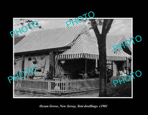 OLD LARGE HISTORIC PHOTO OCEAN GROVE NEW JERSEY, THE TENT DWELLINGS c1901