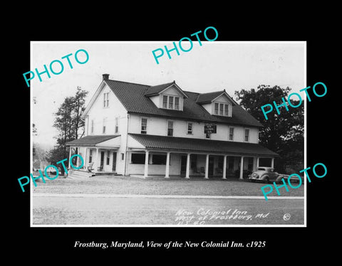 OLD LARGE HISTORIC PHOTO FROSTBURG MARYLAND, THE OLD COLONIAL INN c1925