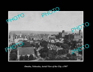 OLD LARGE HISTORIC PHOTO OMAHA NEBRASKA, AERIAL VIEW OF CITY c1907