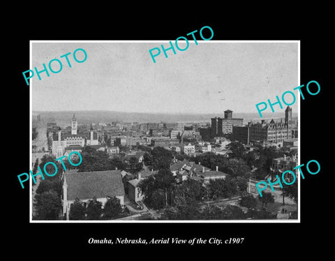 OLD LARGE HISTORIC PHOTO OMAHA NEBRASKA, AERIAL VIEW OF CITY c1907