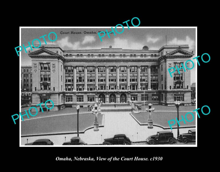 OLD LARGE HISTORIC PHOTO OMAHA NEBRASKA, VIEW OF THE COURT HOUSE c1930