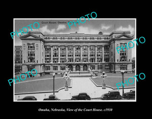 OLD LARGE HISTORIC PHOTO OMAHA NEBRASKA, VIEW OF THE COURT HOUSE c1930