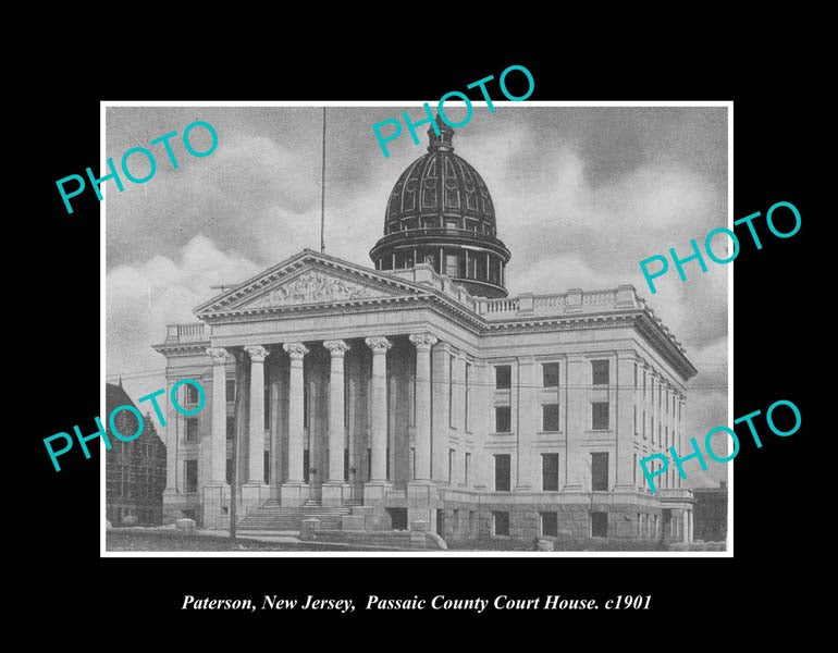 OLD LARGE HISTORIC PHOTO PATERSON NEW JERSEY, VIEW OF THE COURT HOUSE c1901