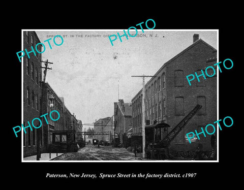 OLD LARGE HISTORIC PHOTO PATERSON NEW JERSEY, VIEW OF SPRUCE STREET c1907