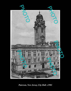 OLD LARGE HISTORIC PHOTO PATERSON NEW JERSEY, VIEW OF CITY HALL c1901