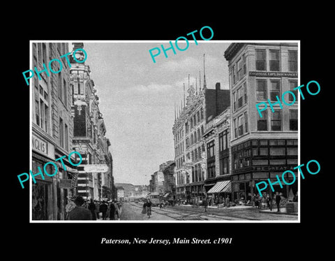 OLD LARGE HISTORIC PHOTO PATERSON NEW JERSEY, VIEW OF MAIN STREET c1901