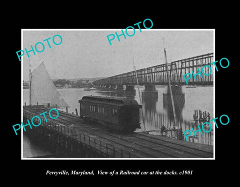 OLD LARGE HISTORIC PHOTO PERRYVILLE MARYLAND, THE RAILWAY & DOCKS c1901