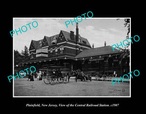 OLD LARGE HISTORIC PHOTO PLAINFIELD NEW JERSEY, THE RAILWAY STATION c1907