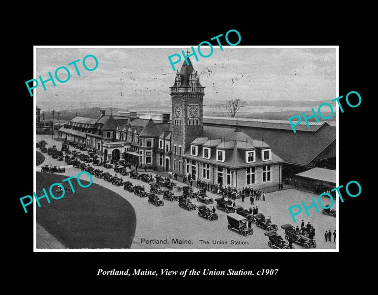 OLD LARGE HISTORIC PHOTO PORTLAND MAINE, THE UNION RAILWAY STATION c1907