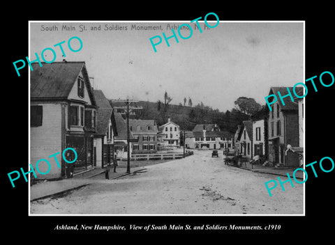 OLD LARGE HISTORIC PHOTO ASHLAND NEW HAMPSHIRE, VIEW OF THE MAIN STREET c1910