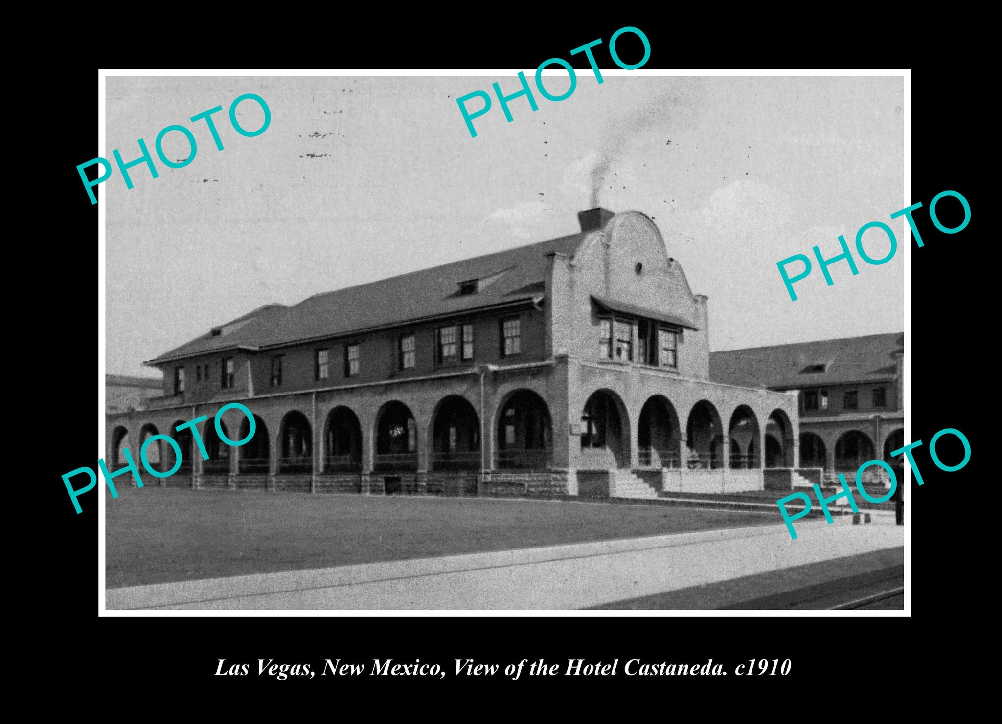 OLD LARGE HISTORIC PHOTO LAS VEGAS NEW MEXICO, THE CASTANEDA HOTEL 1910