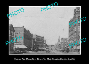 OLD LARGE HISTORIC PHOTO NASHUA NEW HAMPSHIRE, VIEW OF THE MAIN STREET c1901